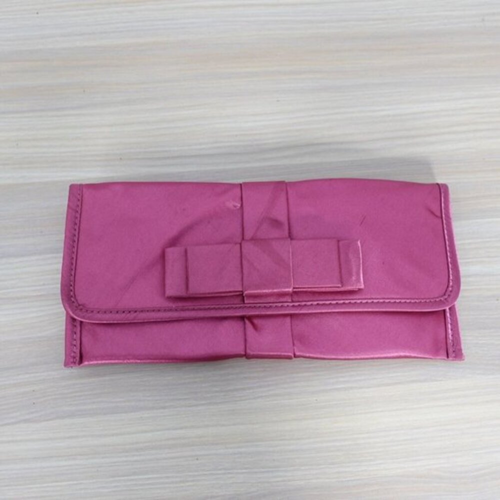 Pink Clutch Satin Evening Purse Small Bow Party‎ Cocktail Glossy Barbiecore ROPE